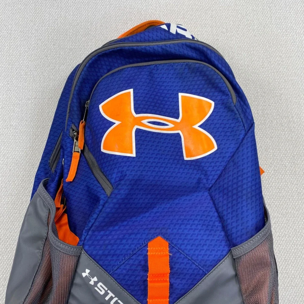 Under Armour Storm 1 Backpack Mens OS Blue Orange Grey HeatGear Laptop Sleeve